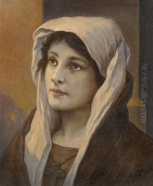 Portait Einer Jungen Frau Im Fruhen Abendlicht Oil Painting by Gabriel von Max