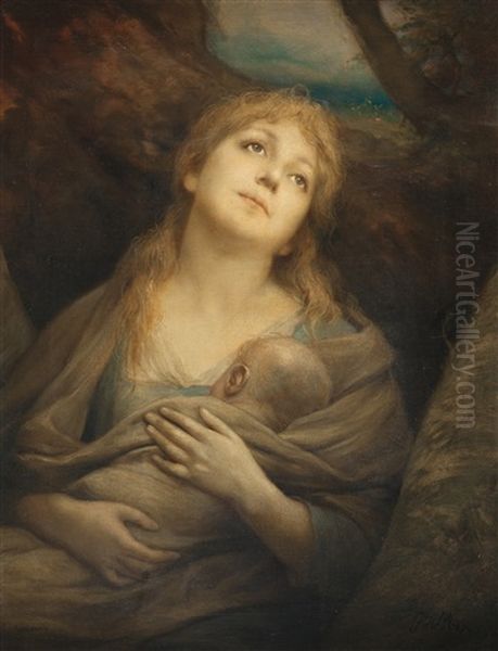 Genoveva Oil Painting by Gabriel von Max