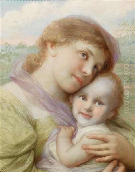 Motherly Love Oil Painting by Gabriel von Max