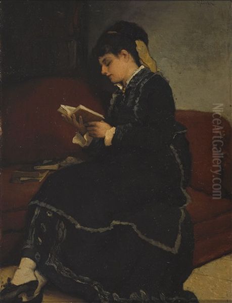 Lesende Junge Frau Oil Painting by Gabriel von Max