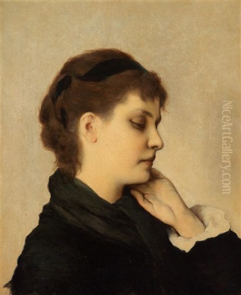 In Gedanken Oil Painting by Gabriel von Max