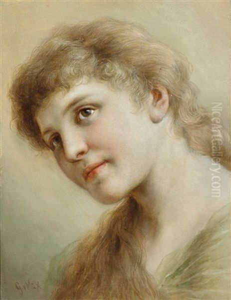 Dreiviertelportrait Eines Blonden Jungen Madchens Oil Painting by Gabriel von Max