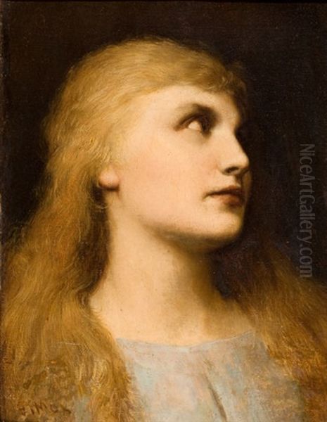 Portrait Of A Young Lady Oil Painting by Gabriel von Max