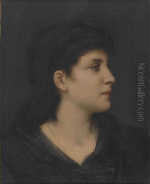 In Gedanken. Bildnis Einer Jungen Frau Oil Painting by Gabriel von Max