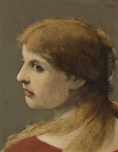 Portrait Einer Jungen Dame Oil Painting by Gabriel von Max