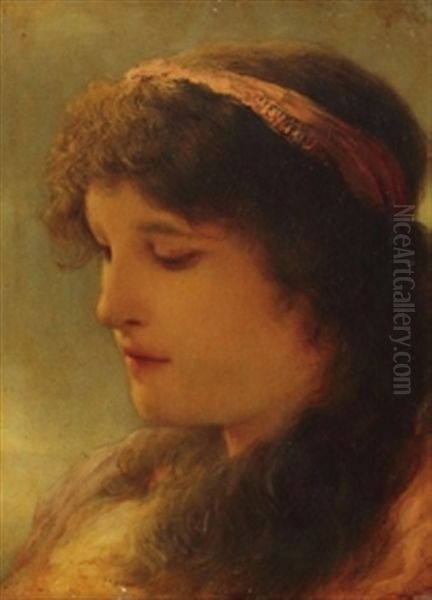 Portrait Einer Jungen Dame Oil Painting by Gabriel von Max