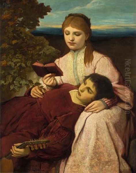 Die Mussestunde Oil Painting by Gabriel von Max