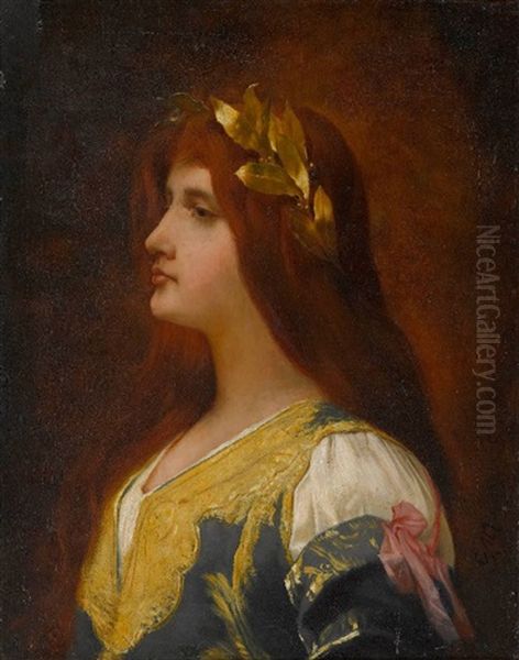 Bildnis Einer Jungen Dame Oil Painting by Gabriel von Max