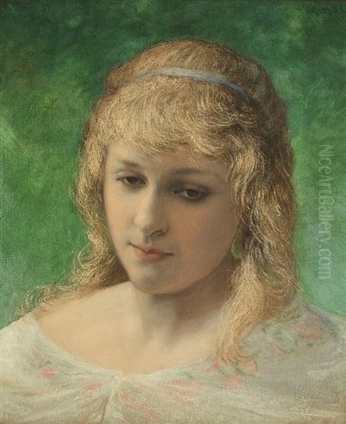 Madchenportrat Oil Painting by Gabriel von Max