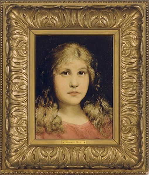 Portrait Of A Young Girl Oil Painting by Gabriel von Max