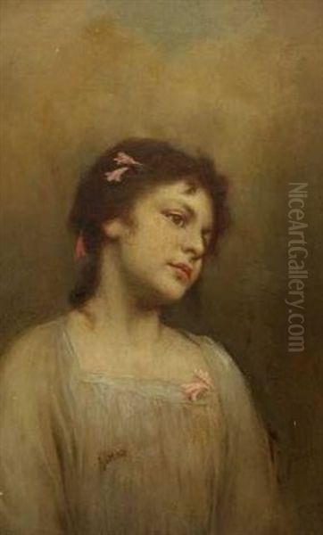 Bildnis Einer Jungen Frau Oil Painting by Gabriel von Max