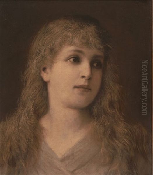 Junges Blondes Madchen Oil Painting by Gabriel von Max