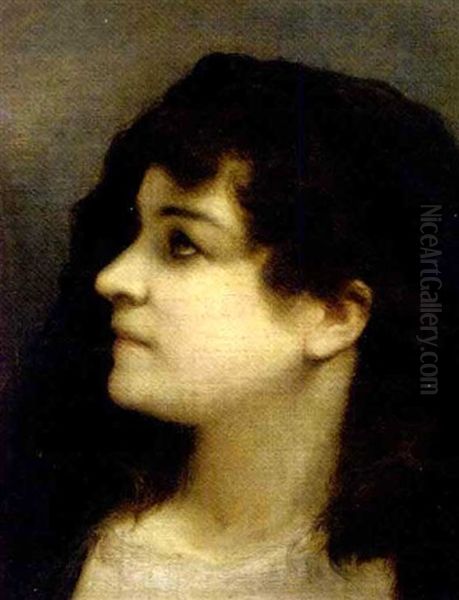 A Young Maiden Oil Painting by Gabriel von Max