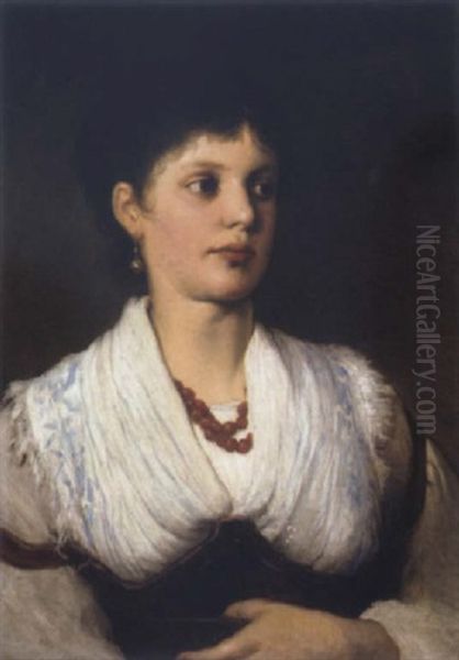 Portrait Einer Frau In Tracht Oil Painting by Gabriel von Max