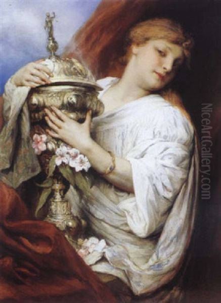 Woman With Smoking Urn Oil Painting by Gabriel von Max