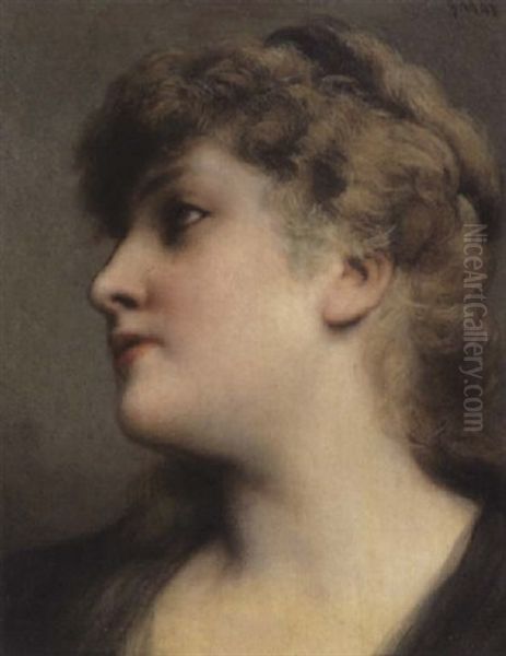 Junge, Blonde Schonheit Oil Painting by Gabriel von Max