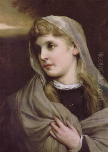 Portrait Of The Artist's Wife Oil Painting by Gabriel von Max