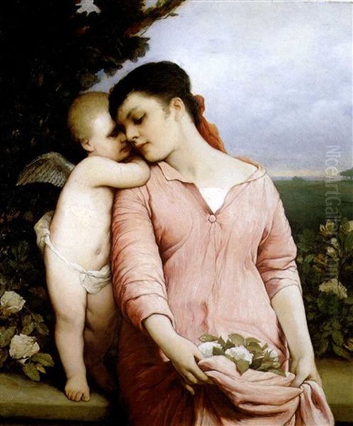 Pscye Und Amor Oil Painting by Gabriel von Max