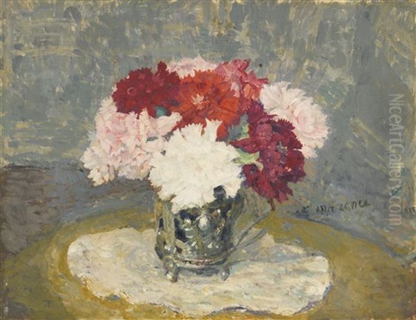 Still Life Of Carnations Oil Painting by Edgar Maxence