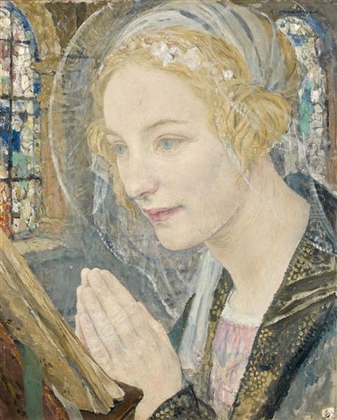 La Vierge En Priere Oil Painting by Edgar Maxence