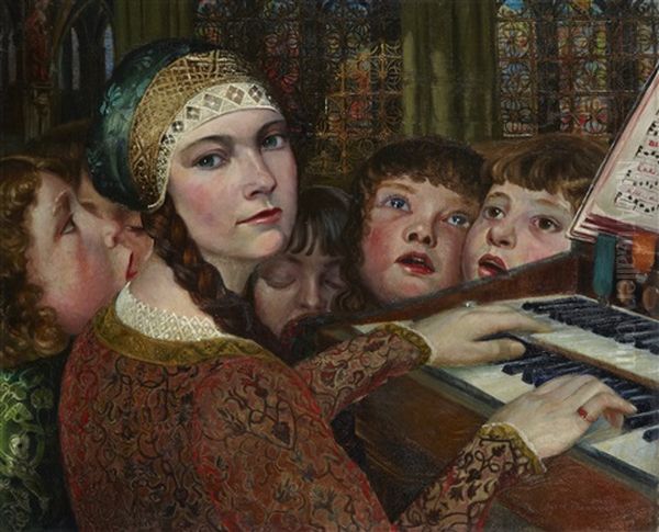 Les Choristes Oil Painting by Edgar Maxence