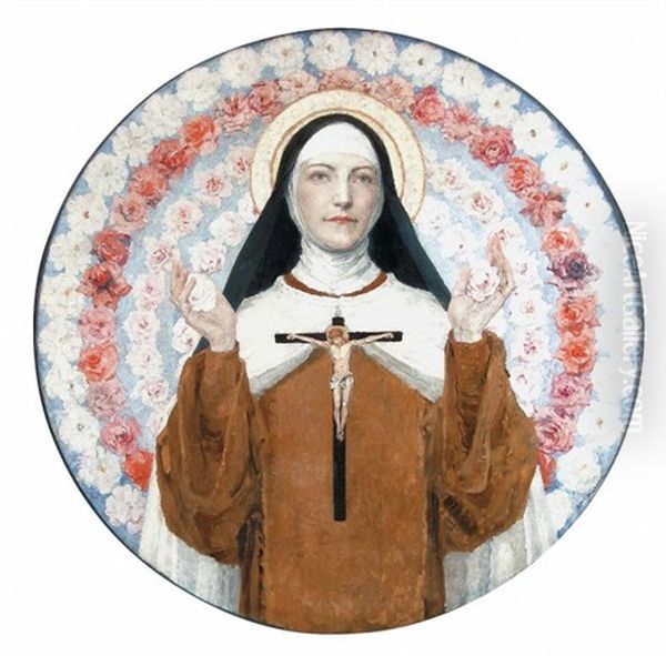 Sainte Therese De Lisieux Oil Painting by Edgar Maxence