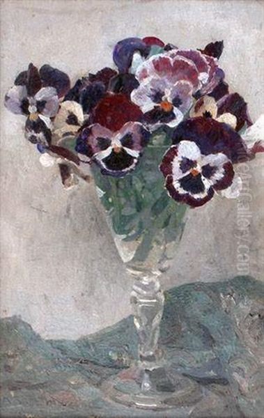 Anemones Dans Un Verre Oil Painting by Edgar Maxence