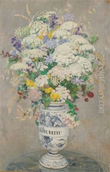 Still Life With Flowers Oil Painting by Edgar Maxence