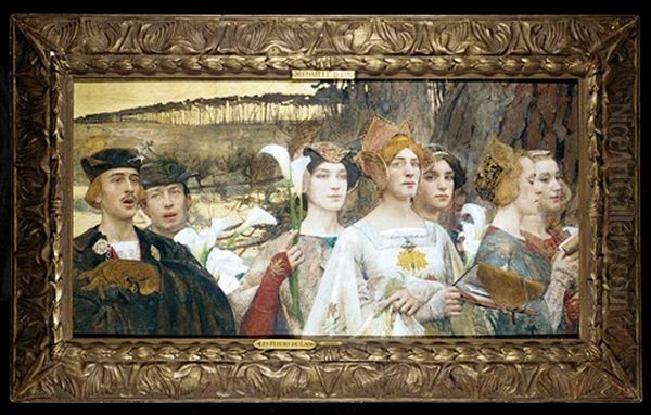 Les Fleurs Du Lac Oil Painting by Edgar Maxence