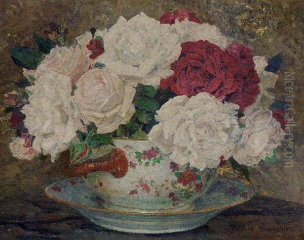 Roses Dans Une Vase Oil Painting by Edgar Maxence