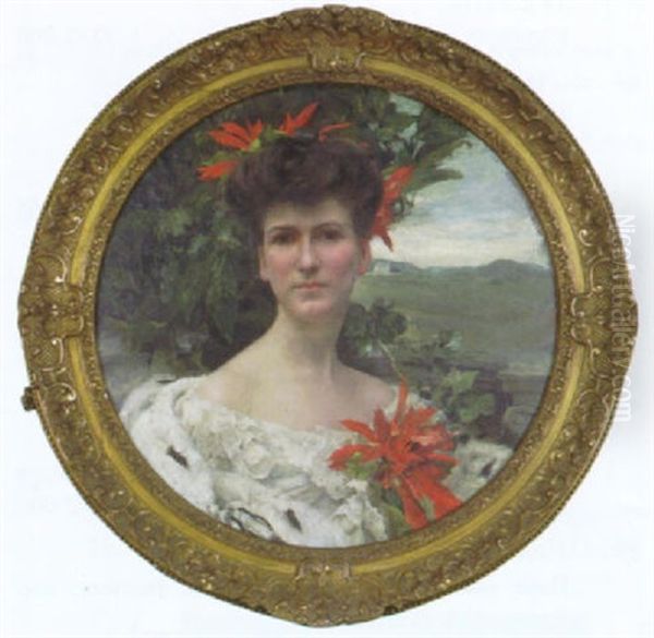 Portrait D'une Elegante Oil Painting by Edgar Maxence