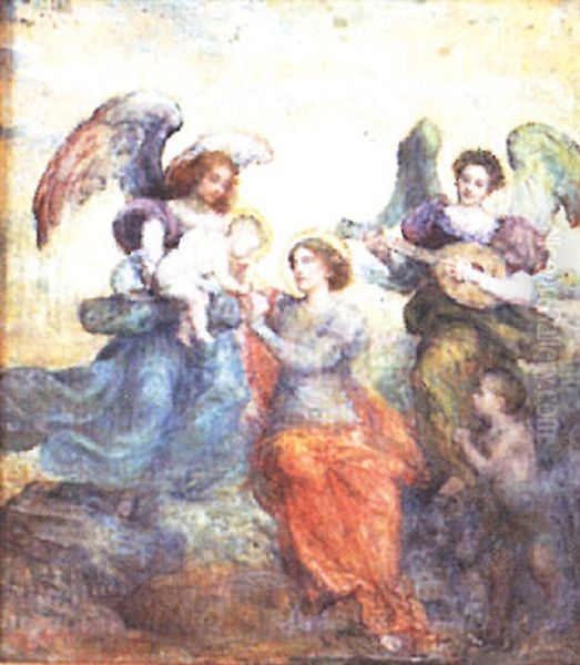 Les Anges Oil Painting by Edgar Maxence