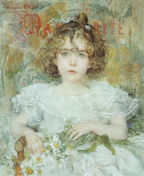 Portait Of Marguerite Oil Painting by Edgar Maxence