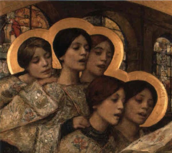 Le Choeur D'anges Oil Painting by Edgar Maxence