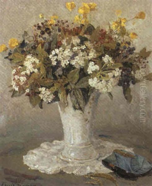 Bouquet De Fleurs Oil Painting by Edgar Maxence