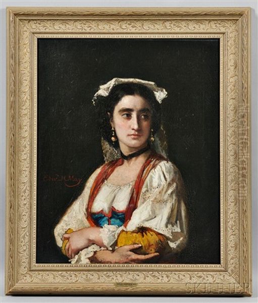 Portrait Of A Neapolitan Woman Oil Painting by Edward Harrison May