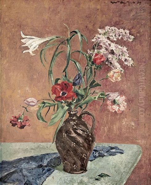 Flower Still Life With Lilac Oil Painting by Heinz May