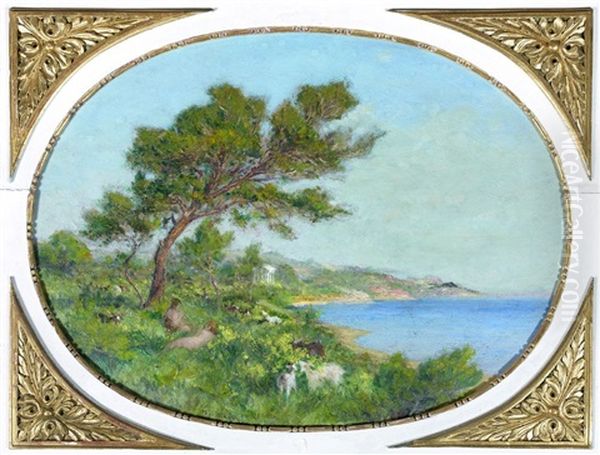 Paysage Maritime Anime Oil Painting by Theophile Henri Mayan