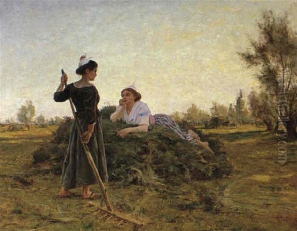 Young Peasants Resting by Theophile Henri Mayan