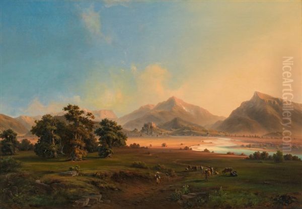 View Of Salzburg Oil Painting by Josef Mayburger