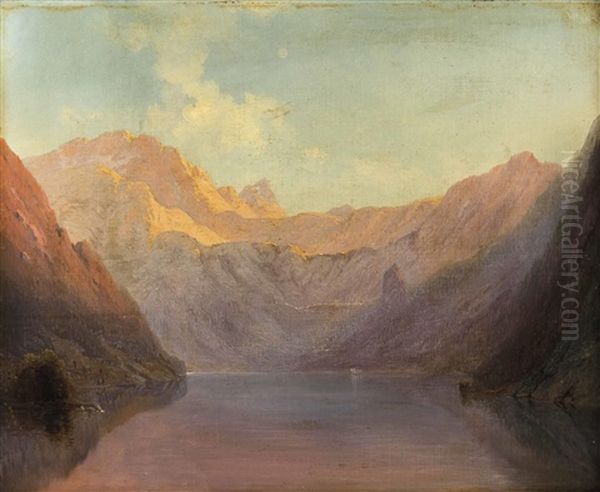 Abendsonne Uber Dem Konigssee Oil Painting by Josef Mayburger