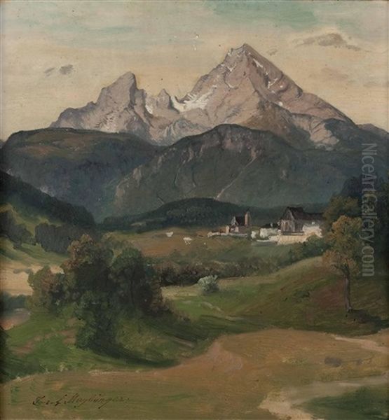 Berchtesgaden Mit Dem Watzmann Oil Painting by Josef Mayburger