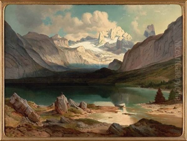 Der Gosausee Oil Painting by Josef Mayburger