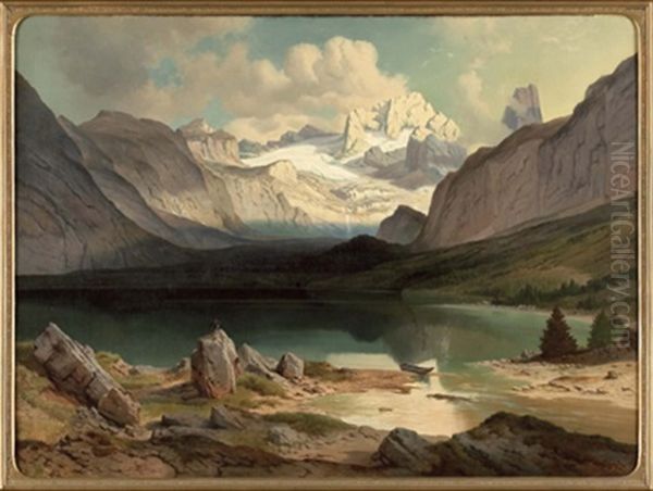 Der Gosausee Oil Painting by Josef Mayburger