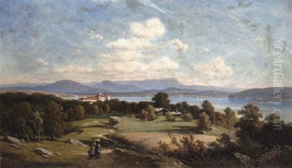 Blick Auf Den Chiemsee Oil Painting by Josef Mayburger