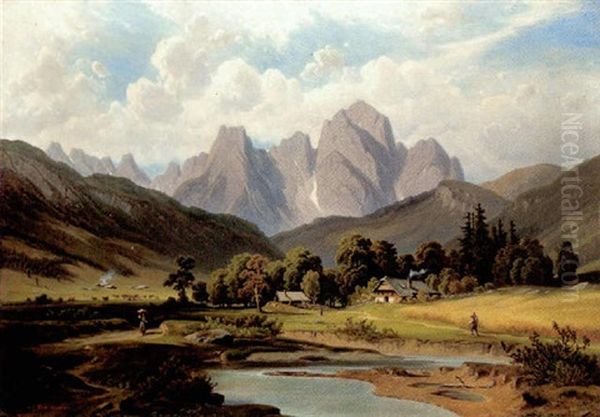 Almlandschaft Oil Painting by Josef Mayburger