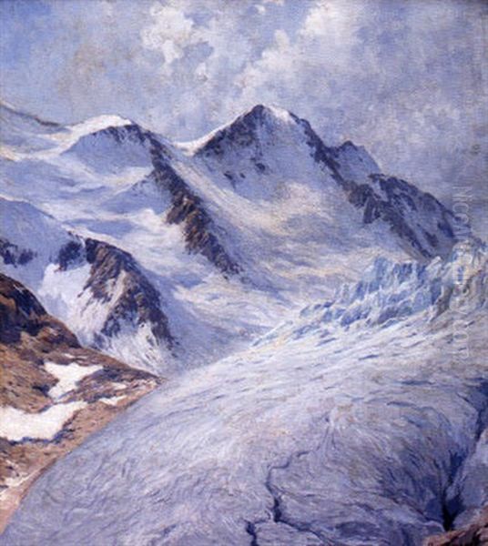 Alpglaciar Oil Painting by Josef Mayburger