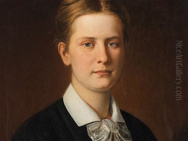 Portrait Of A Lady Oil Painting by August Georg Mayer