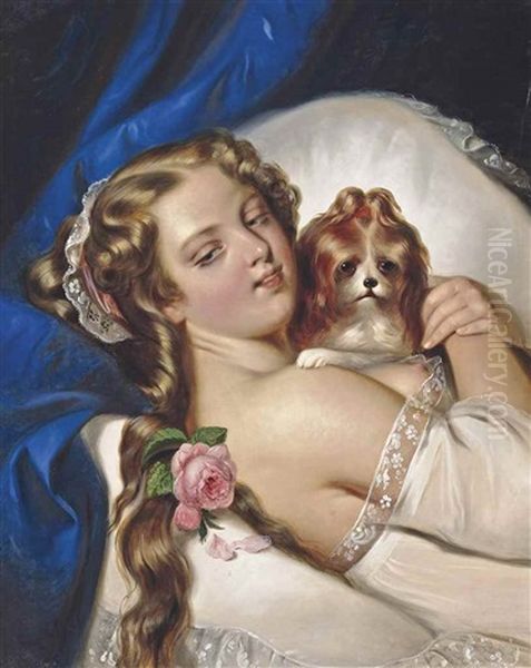 In The Boudoir Oil Painting by August Georg Mayer