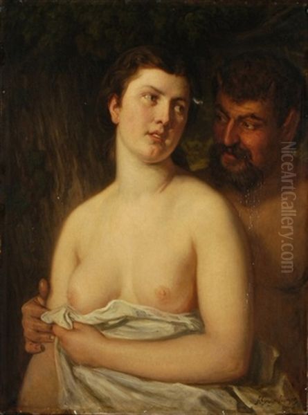 Die Lockung Fauns Oil Painting by August Georg Mayer